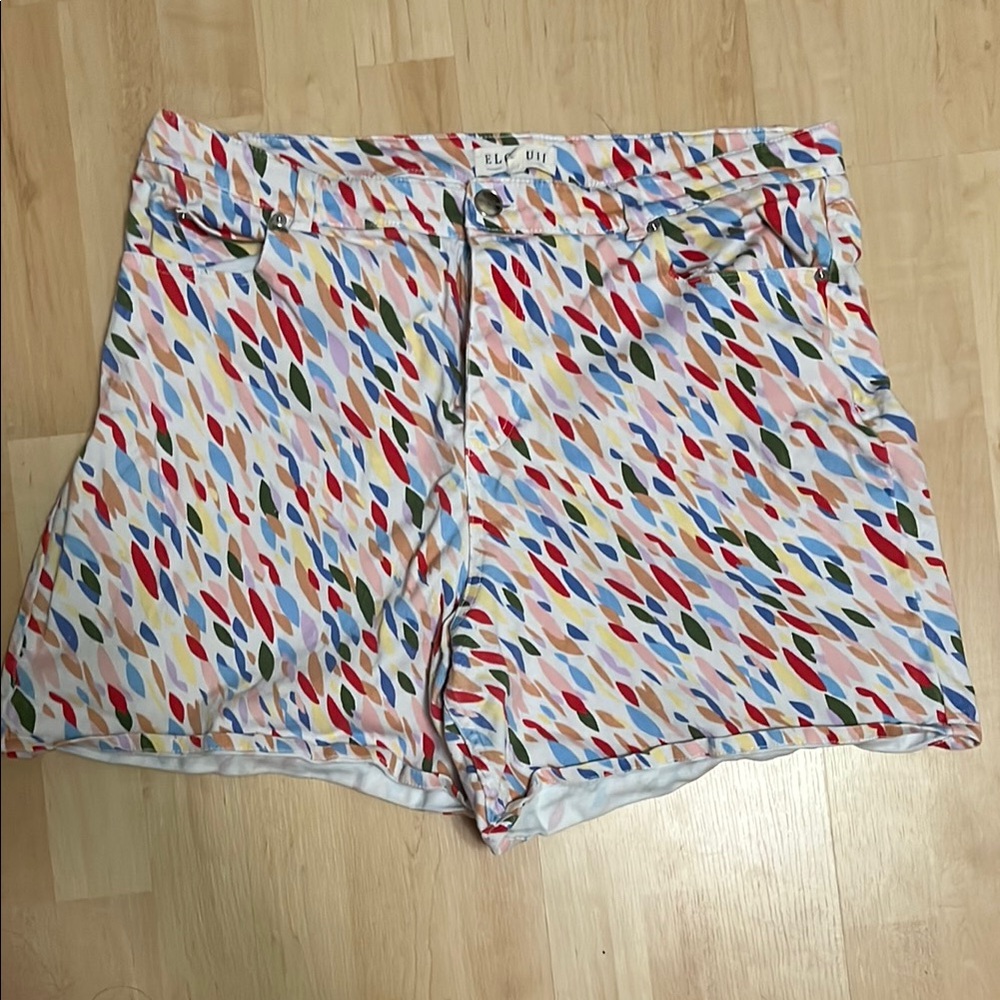 Eloquii Women's Multicolor Patterned Shorts